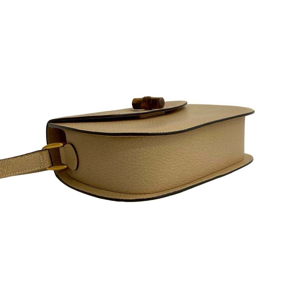 GUCCI Cream Leather Bamboo Pochette Shoulder Bag - Picture 7 of 10